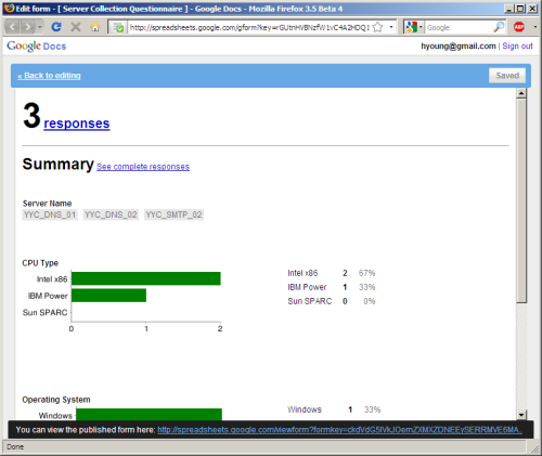 Google Docs Survey Summary